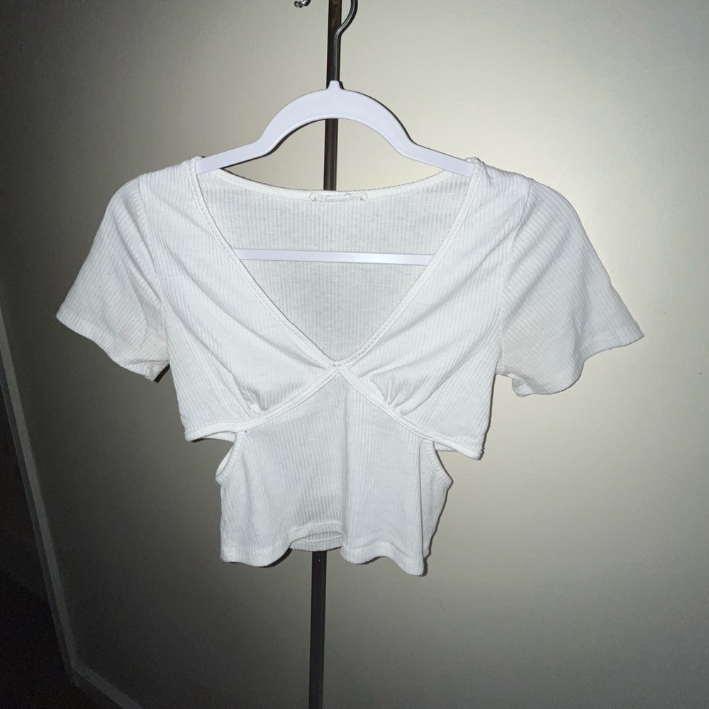 Caution To The Wind White Crop Tie Front T-Shirt